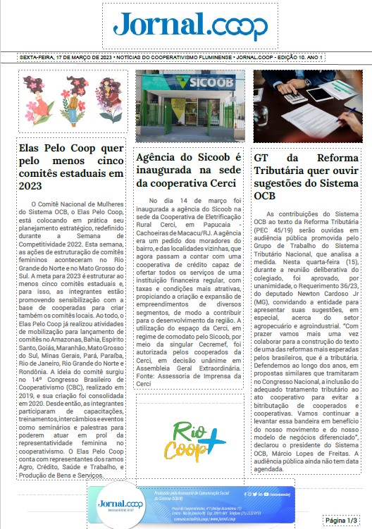 Jornal.Coop – Edição 10 – Ano 1 – 17 de março de 2023