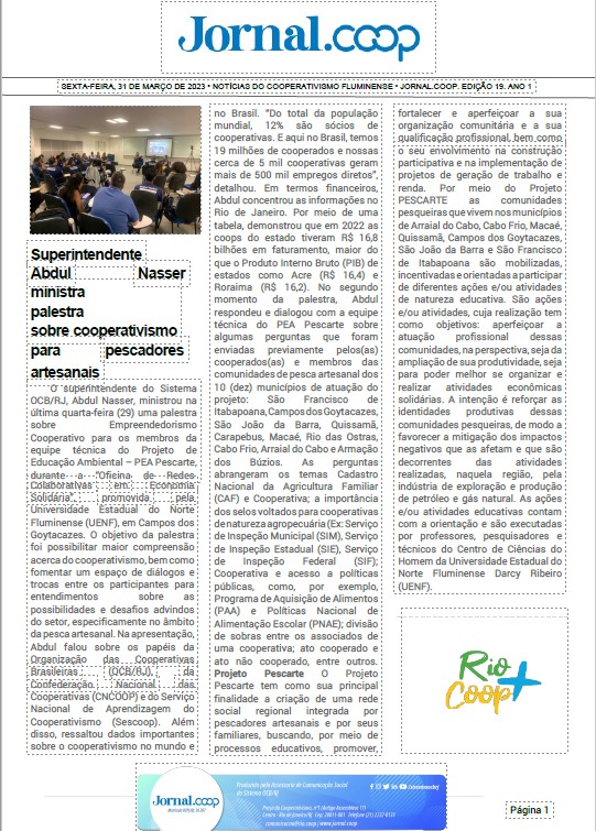 Jornal.Coop – Edição 19 – Ano 1 – 31 de março de 2023