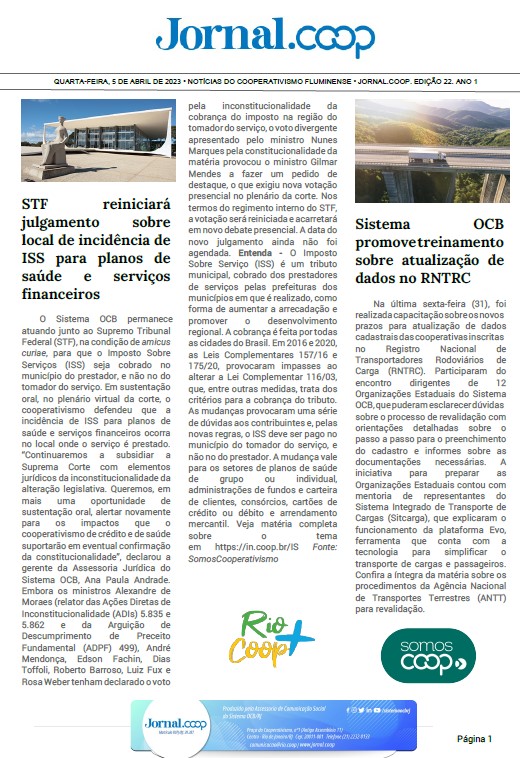 Jornal.Coop – Edição 22 – Ano 1 – 5 de abril de 2023