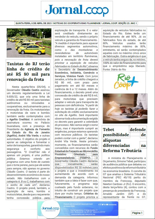 Jornal.Coop – Edição 23 – Ano 1 – 6 de abril de 2023