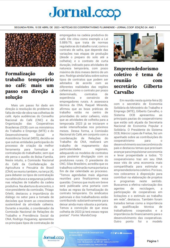 Jornal.Coop – Edição 24 – Ano 1 – 10 de abril de 2023