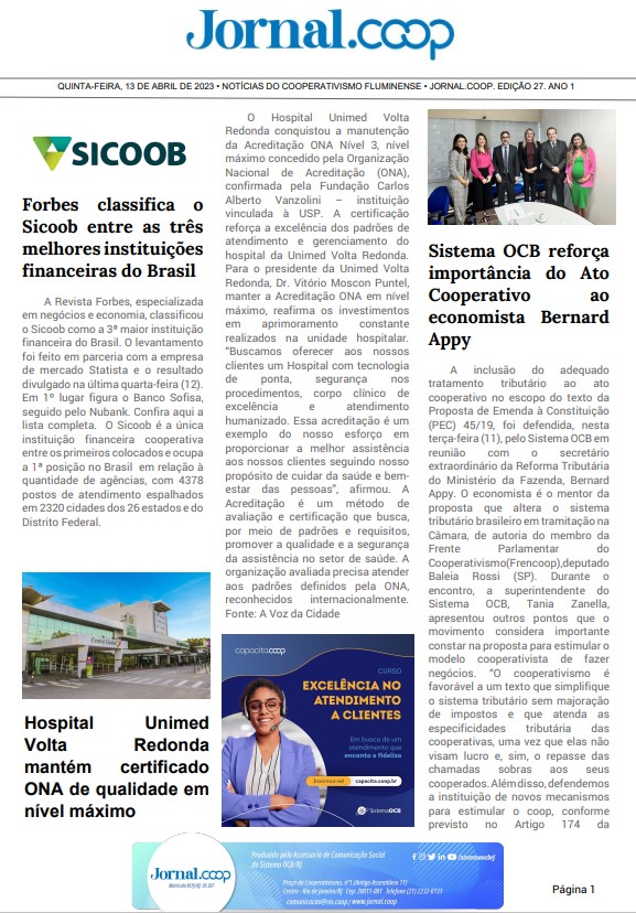 Jornal.Coop – Edição 27 – Ano 1 – 13 de abril de 2023