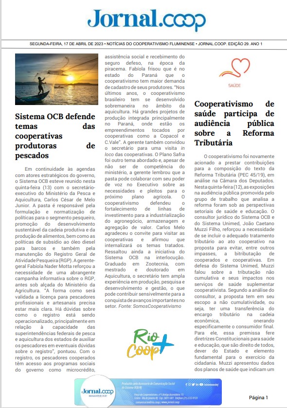 Jornal.Coop – Edição 29 – Ano 1 – 17 de abril de 2023