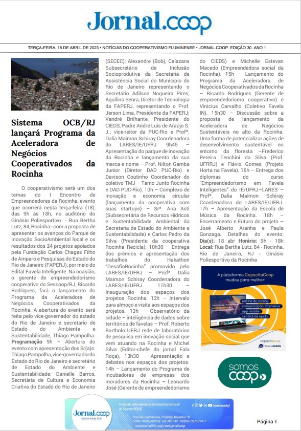Jornal.Coop – Edição 31 – Ano 1 – 19 de abril de 2023