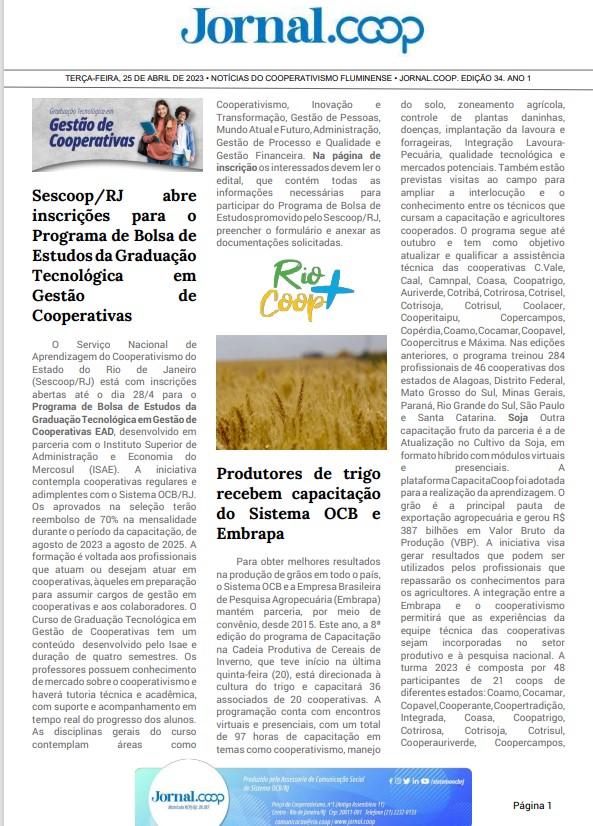 Jornal.Coop – Edição 34 – Ano 1 – 25 de abril de 2023