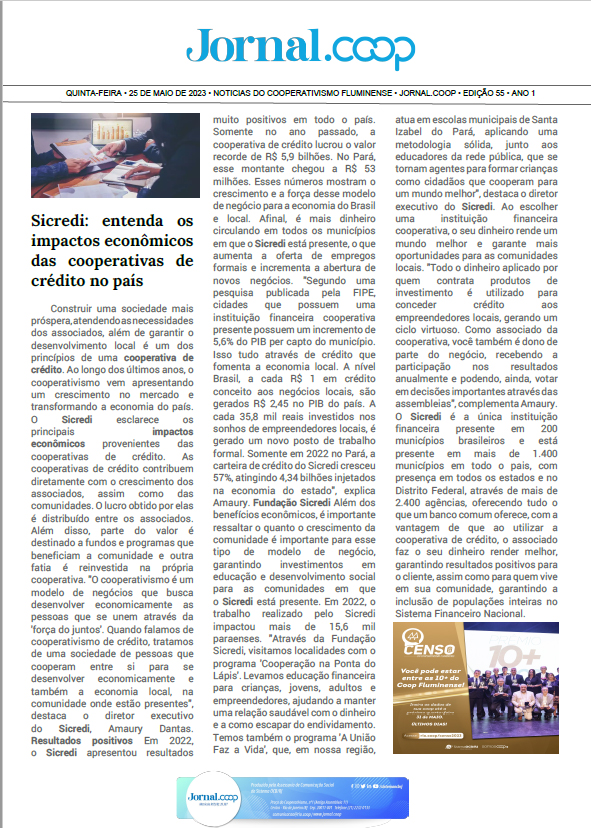 Jornal.Coop – Edição 55 – Ano 1 – 25 de maio de 2023