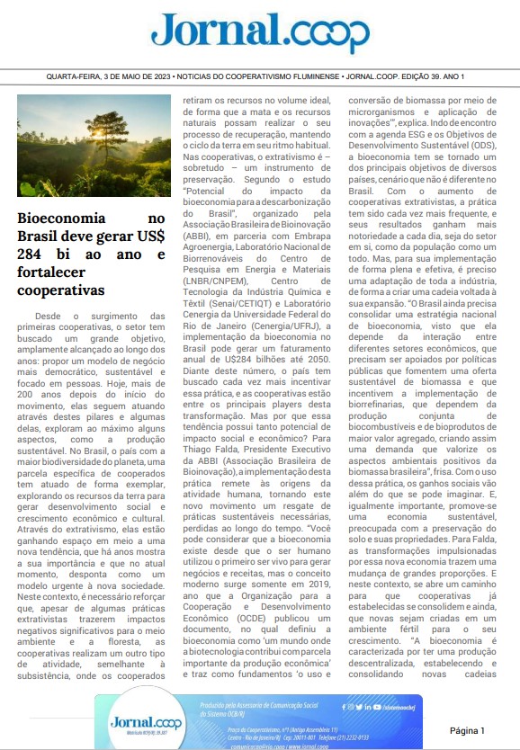 Jornal.Coop – Edição 39 – Ano 1 – 3 de maio de 2023