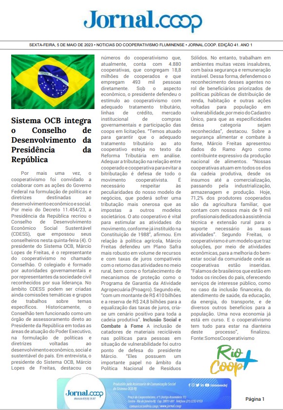 Jornal.Coop – Edição 41 – Ano 1 – 5 de maio de 2023