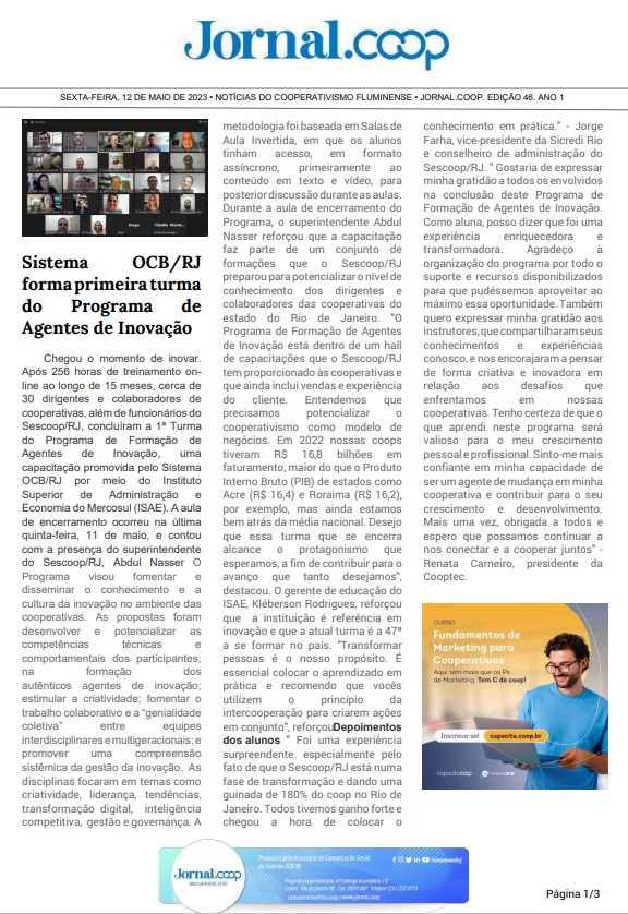 Jornal.Coop – Edição 46 – Ano 1 – 12 de maio de 2023