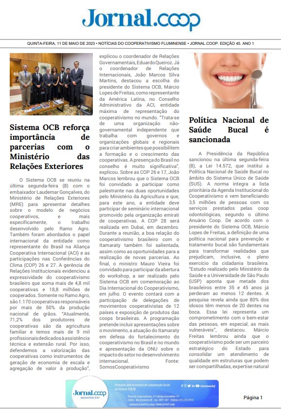 Jornal.Coop – Edição 47 – Ano 1 – 15 de maio de 2023