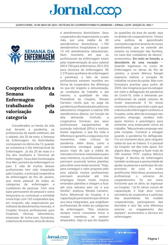 Jornal.Coop – Edição 50 – Ano 1 – 18 de maio de 2023