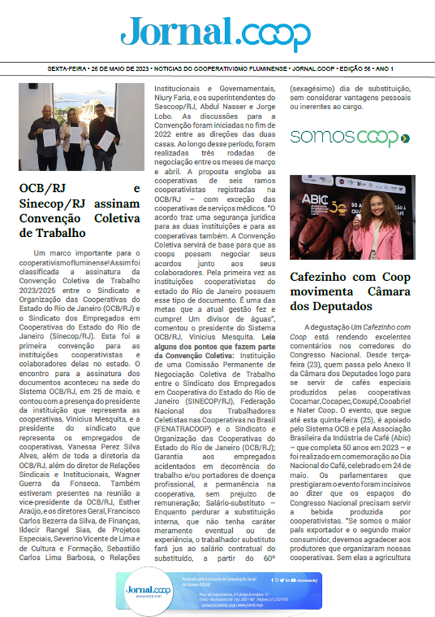 Jornal.Coop – Edição 56 – Ano 1 – 26 de maio de 2023