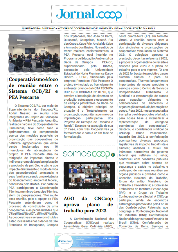 Jornal.Coop – Edição 54 – Ano 1 – 24 de maio de 2023