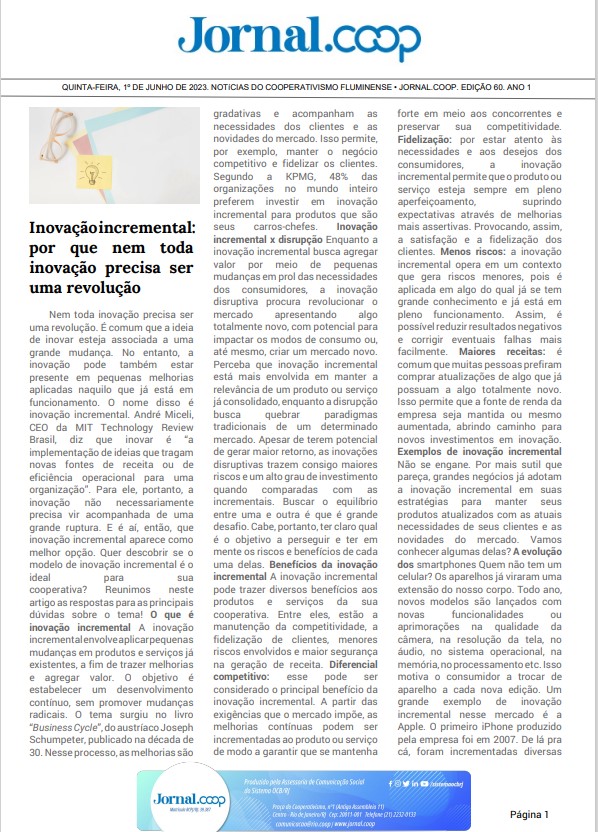 Jornal.Coop – Edição 60 – Ano 1 – 1º de junho de 2023