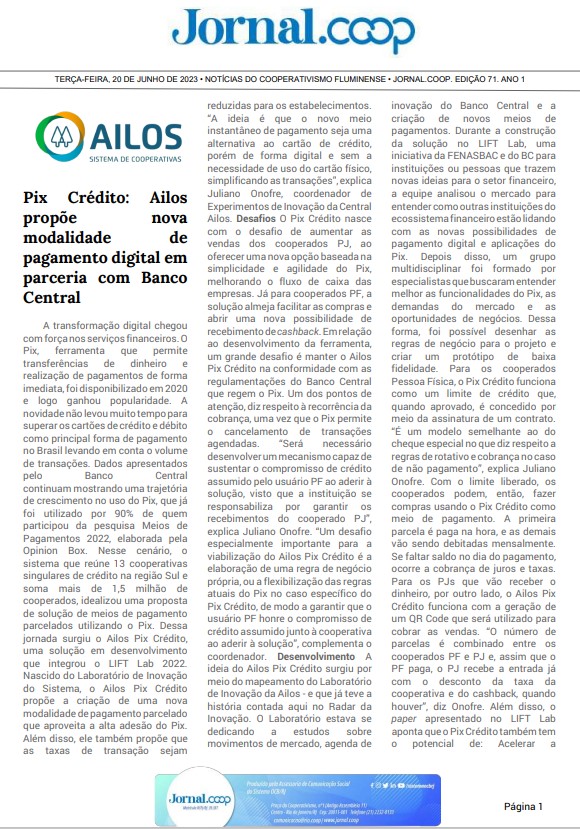 Jornal.Coop – Edição 71 – Ano 1 – 20 de junho de 2023