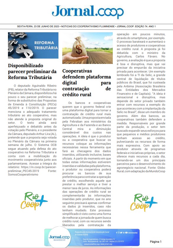 Jornal.Coop – Edição 74 – Ano 1 – 23 de junho de 2023