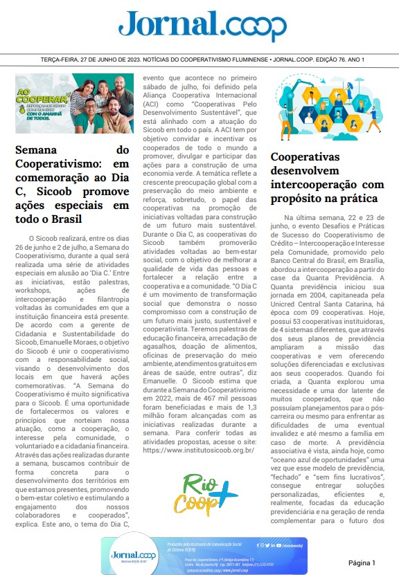 Jornal.Coop – Edição 76 – Ano 1 – 27 de junho de 2023