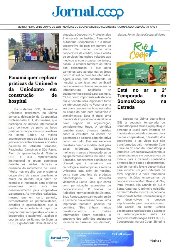 Jornal.Coop – Edição 78 – Ano 1 – 29 de junho de 2023