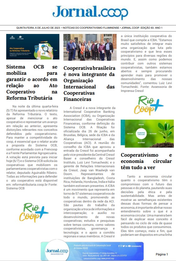Jornal.Coop – Edição 83 – Ano 1 – 6 de julho de 2023