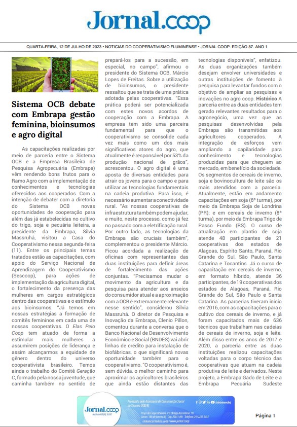Jornal.Coop – Edição 87– Ano 1 – 12 de julho de 2023
