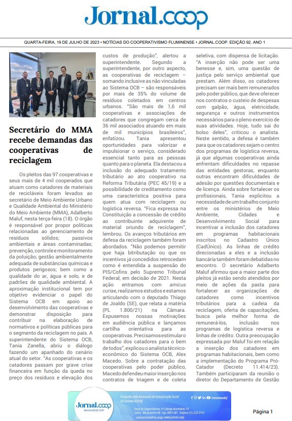 Jornal.Coop – Edição 92– Ano 1 – 19 de julho de 2023