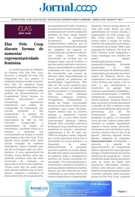 Jornal.Coop – Edição 97– Ano 1 – 26 de julho de 2023