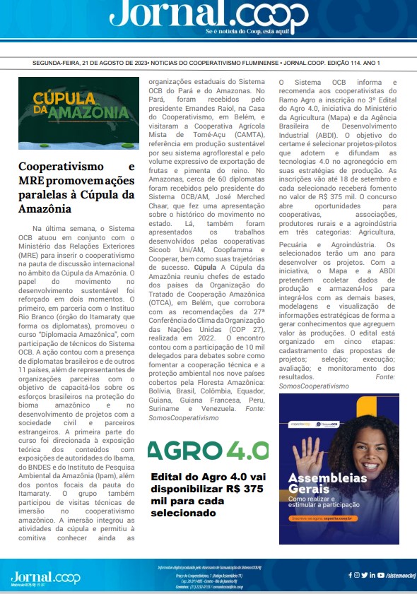 Jornal.Coop – Edição 114– Ano 1 – 21 de agosto de 2023