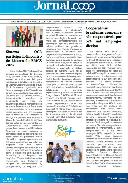 Jornal.Coop – Edição 121– Ano 1 – 30 de agosto de 2023