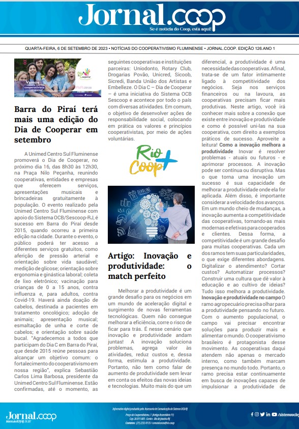 Jornal.Coop – Edição 126– Ano 1 – 6 de setembro de 2023