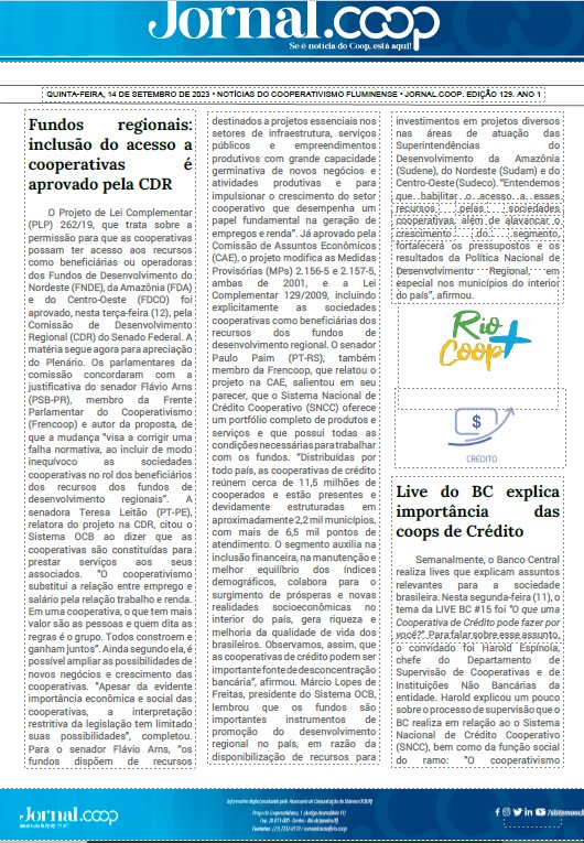 Jornal.Coop – Edição 129– Ano 1 – 14 de setembro de 2023