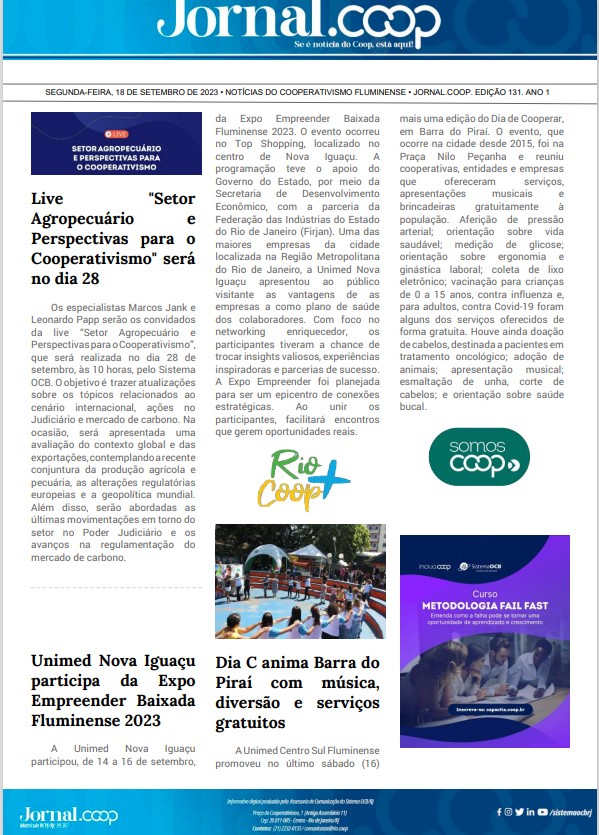 Jornal.Coop – Edição 131– Ano 1 – 18 de setembro de 2023