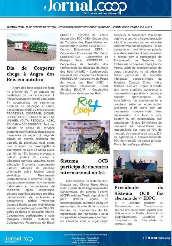 Jornal.Coop – Edição 133– Ano 1 – 20 de setembro de 2023