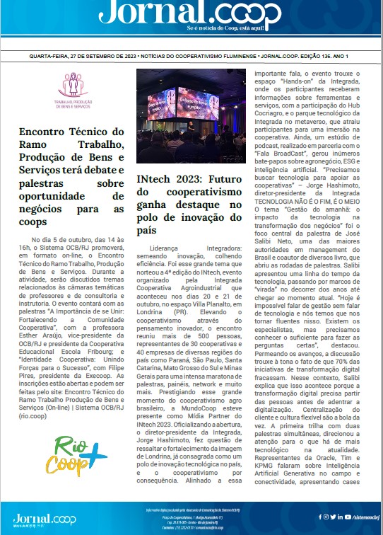 Jornal.Coop – Edição 136– Ano 1 – 27 de setembro de 2023