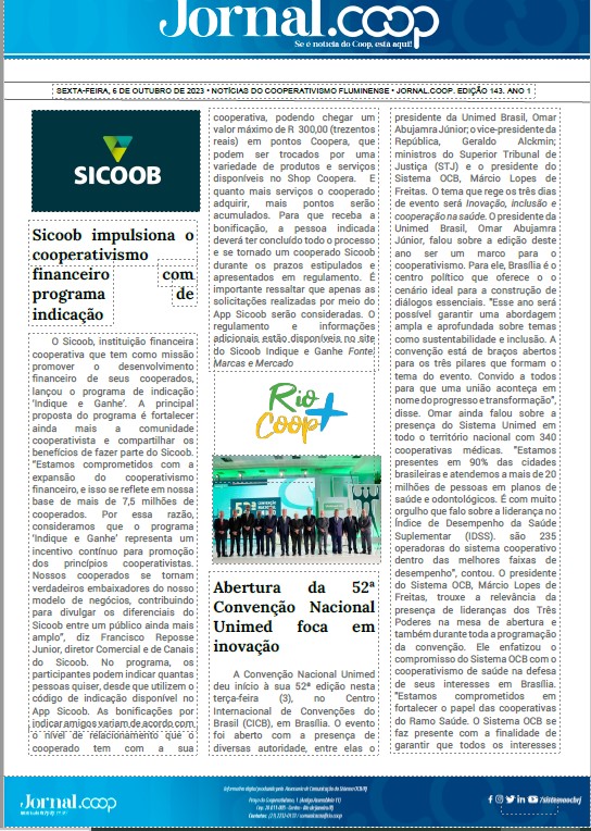 Jornal.Coop – Edição 143– Ano 1 – 6 de outubro de 2023