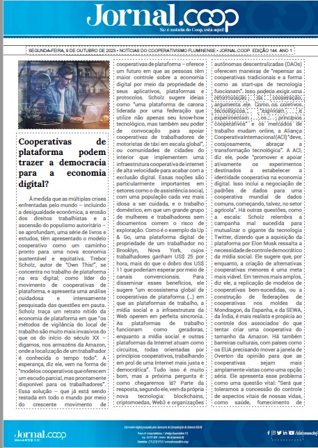 Jornal.Coop – Edição 144– Ano 1 – 9 de outubro de 2023