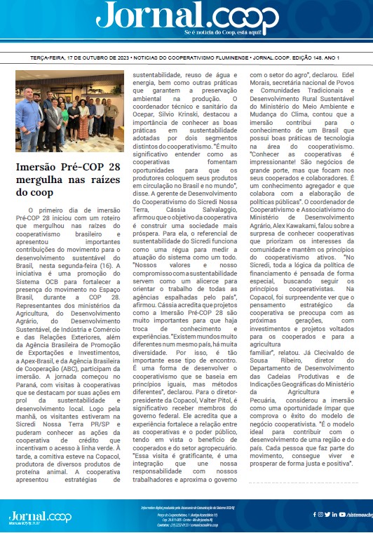 Jornal.Coop – Edição 148– Ano 1 – 17 de outubro de 2023