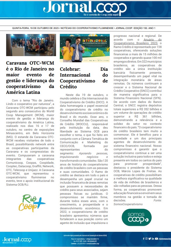 Jornal.Coop – Edição 150– Ano 1 – 19 de outubro de 2023