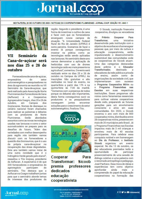 Jornal.Coop – Edição 151– Ano 1 – 20 de outubro de 2023