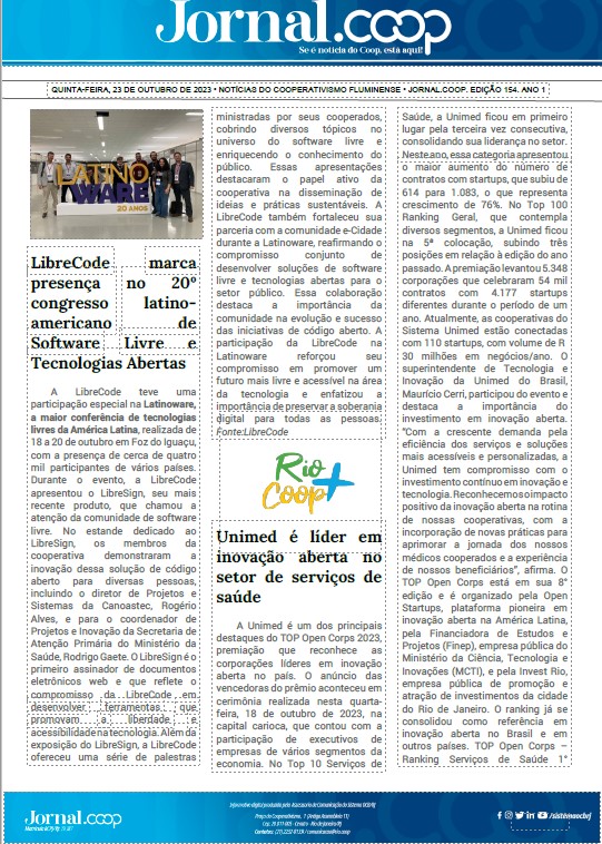 Jornal.Coop – Edição 154– Ano 1 – 26 de outubro de 2023