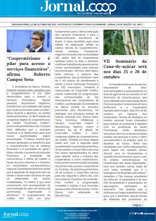 Jornal.Coop – Edição 152– Ano 1 – 23 de outubro de 2023
