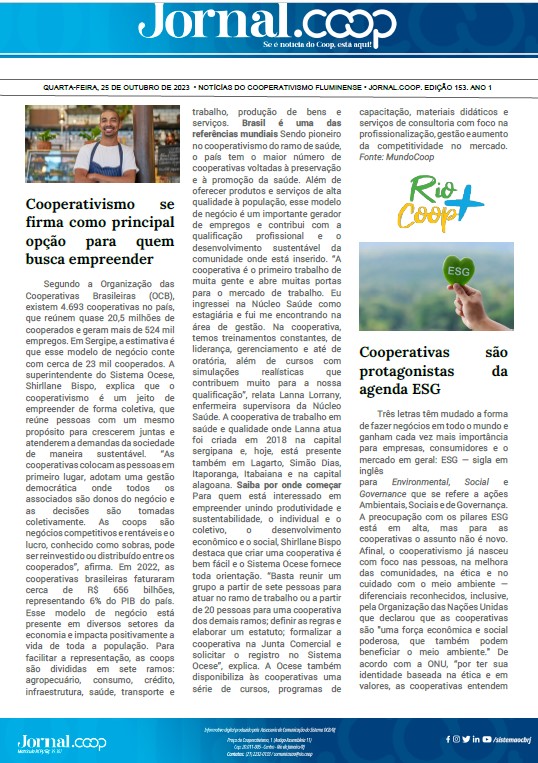 Jornal.Coop – Edição 153– Ano 1 – 25 de outubro de 2023