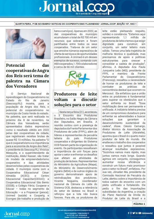 Jornal.Coop – Edição 157– Ano 1 – 1º de novembro de 2023