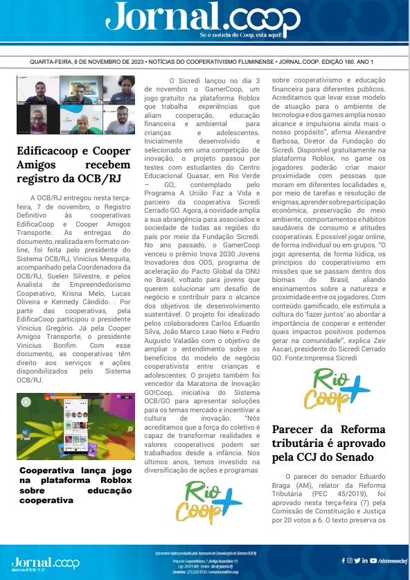 Jornal.Coop – Edição 160– Ano 1 – 8 de novembro de 2023