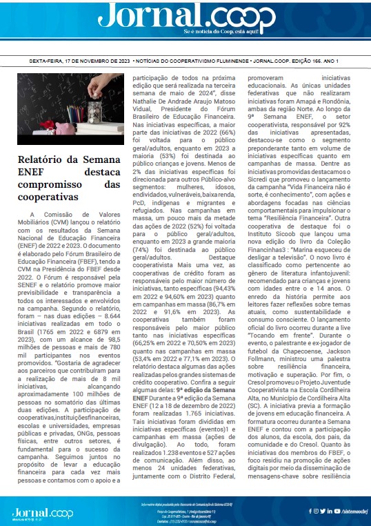 Jornal.Coop – Edição 166– Ano 1 – 17 de novembro de 2023