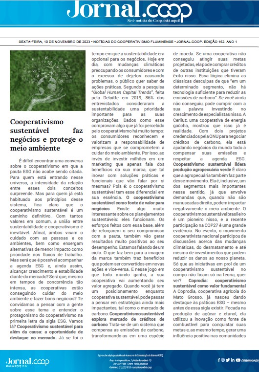 Jornal.Coop – Edição 162– Ano 1 – 10 de novembro de 2023
