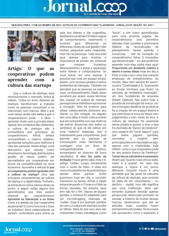 Jornal.Coop – Edição 163– Ano 1 – 13 de novembro de 2023