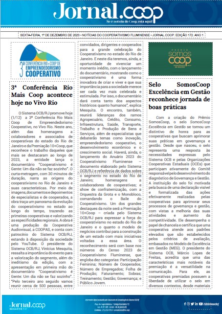 Jornal.Coop – Edição 172– Ano 1 – 1º de Dezembro de 2023