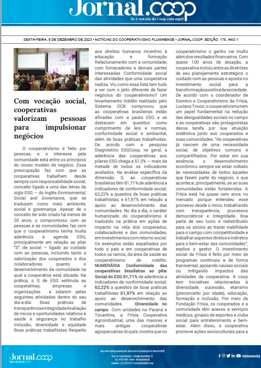 Jornal.Coop – Edição 175– Ano 1 – 8 de Dezembro de 2023