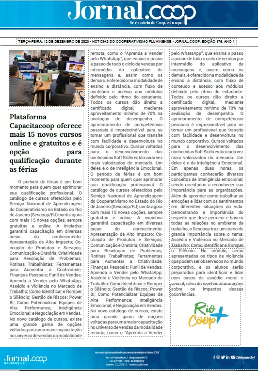 Jornal.Coop – Edição 176– Ano 1 – 12 de Dezembro de 2023
