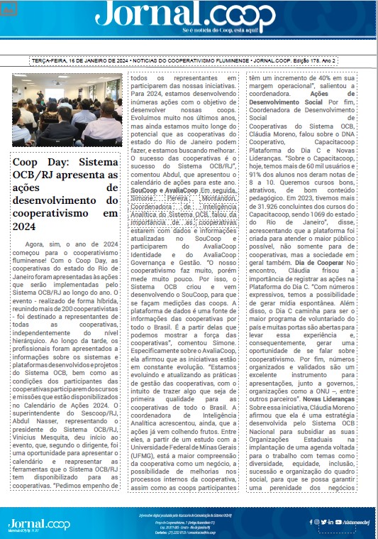 Jornal.Coop – Edição 178– Ano 2 – 16 de Janeiro de 2024